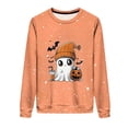 thumbnail image 4 of LMKIHUSA Chandails d'Halloween Fantôme pour Femmes Mode Décontractée Automne 2025 Chandail Kawaii Graphique Brillant Col Rond Chandail à Manches Longues Hauts Saison Effrayante Orange,m, 4 of 8