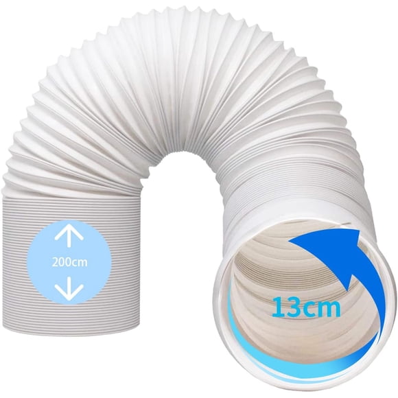 Boyau d'Évacuation de Climatiseur Portable, Ajustement Universel à Filetage Anti-Horloge pour Évent de Climatiseur de 13 cm de Diamètre, Boyau en Polypropylène Renforcé Extensible jusqu'à 200 cm, Conception Flexible pour une Installation Pratique
