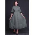 thumbnail image 2 of Bimba Geometric Button Down Dress Print Mandarin Collar Roll Up Sleeves Shirt Dress-Medium, 2 of 5