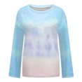 thumbnail image 3 of Nouveaux Hauts d'Été pour Femmes 2023 Mode Col Rond Manches 3/4 Grande Taille Imprimé Décontracté Sortie Blouses Hauts Chemise à Manches Longues pour Femmes, 3 of 3