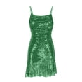 thumbnail image 1 of Tumotour Robes d'Invité de Mariage pour Femmes Été Camisole Formelle Longueur Genou Paillettes Robes Brillantes Bretelles Spaghetti Col Rond Robes de Fête Mini Robe pour Sortir Boîte de Nuit Rendez-Vous Festivals, 1 of 5