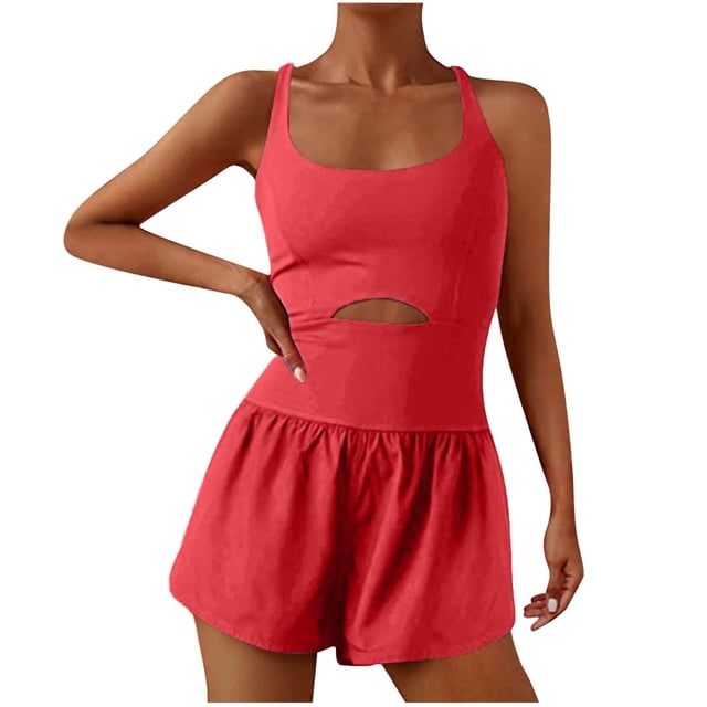 Yuyuzo Workout Romper for Women Sleeveless Short Jumpsuit Backless Yoga Rompers Atheletic Running Jumpsuits