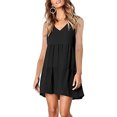 thumbnail image 1 of Penkiiy Robe Tunique d'Été pour Femme Sans Manches à Col en V Décontractée Ample Fluide Évasée Robe Débardeur S Noir, 1 of 8