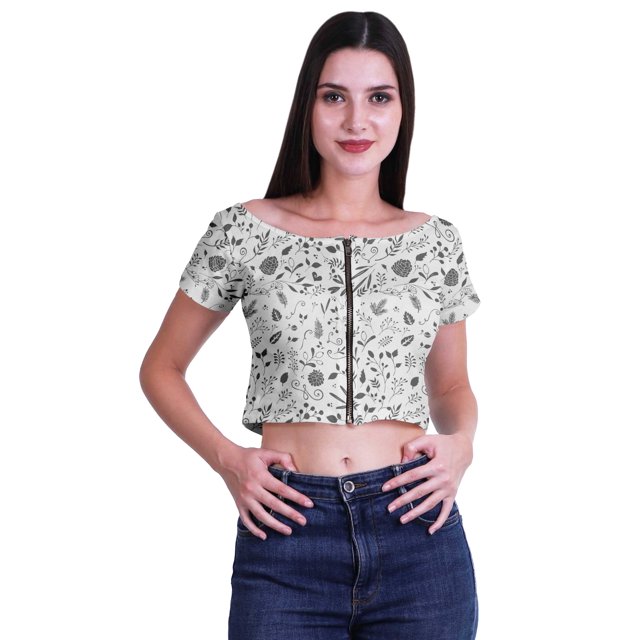 Moomaya Tunique Courte à Manches Courtes en Viscose Imprimée avec Fermeture Éclair Hauts d'Été pour Femmes