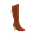 thumbnail image 2 of LSLJS Bottes Cavalières à Talon Épais Unies pour Grandes Femmes avec Laçage à l'Arrière, Bottes Hautes, Bottes Compensées Mi-Mollet pour Femmes, 2 of 6