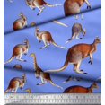 thumbnail image 2 of Soimoi Blue Poly Georgette Fabric Kangaroo & Giraffe Animal Print Fabric by Yard 42 Inch Wide, 2 of 3