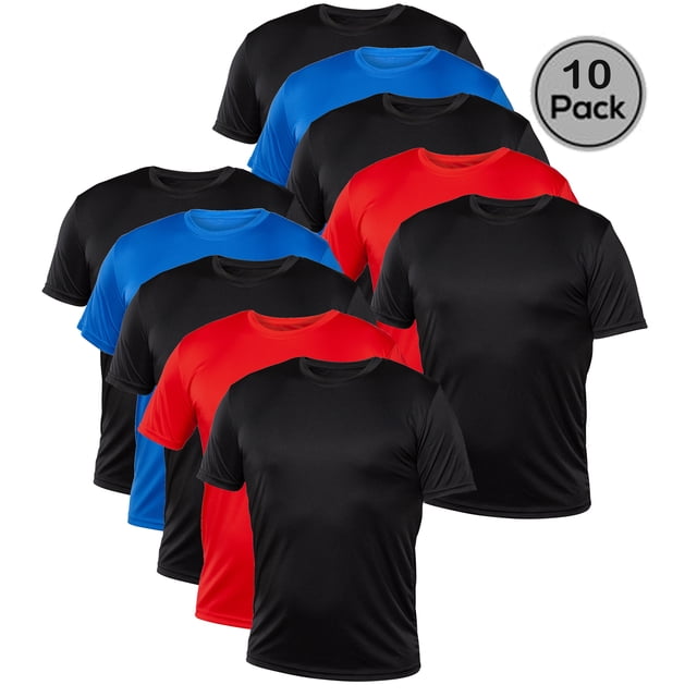 Blank Activewear Lot de 10 T-Shirts pour Hommes, Tissu de Performance à Séchage Rapide