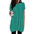 thumbnail image 2 of WEIYLL Womens Tshirt Summer Solid Loose Pullover Tunic With Pockets Long Green Tops Sizes L, 2 of 6