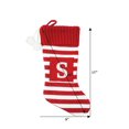thumbnail image 2 of ﻿Holiday Time 19 inches Knit Monogram Stocking with letter "S", Red/White Striped, 2 of 3
