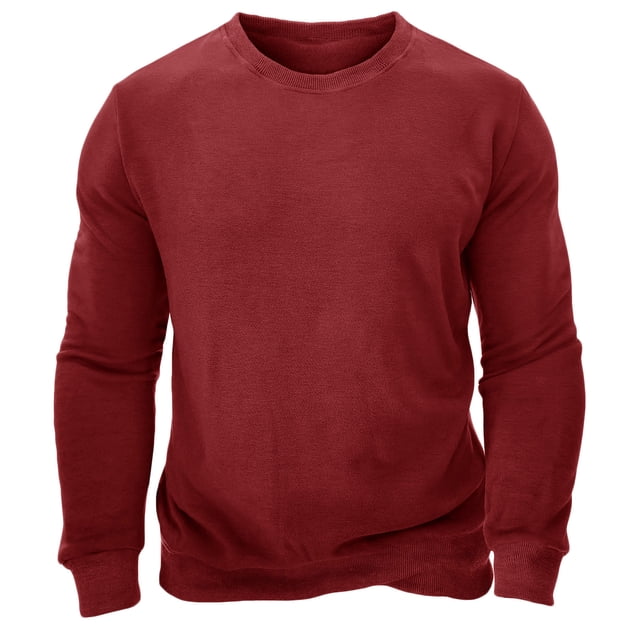 vdgthytj Plush Sweatshirt for Men Fall Comfy Warm Long Sleeve Crewneck Pullover Thick Padded Solid Color Tops