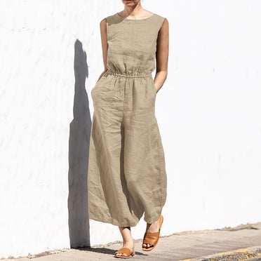 zanvin Combinaisons Habillées pour Femmes, Combinaisons pour Femmes Sans Manches avec Poche Couleur Unie Pantalon Droit Ample Combinaison Mode Pantalon, Cadeau de Fin d'Études pour Femme Fille Ado