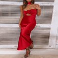 thumbnail image 4 of Women‘s Satin Tube Dress Solid Color Flower Gown with Scarf, 4 of 9