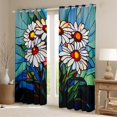 thumbnail image 2 of Ensemble de Rideaux de Fenêtre à Marguerites Blanches, 2 Panneaux, Rideau Rustique Jardin Naturel avec Fleurs en Floraison, Rideaux de Fenêtre Patchwork Style Vitrail Artistique pour Chambre d'Enfants Garçons, 52l X 63h Pouces, 2 of 6