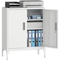 thumbnail image 1 of HOMCOM Metal Storage Cabinet with Lock, Steel Garage Cabinet, White, 1 of 10