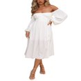 thumbnail image 1 of Flowy Midi Dress with Long Sleeves and Square Neckline for Women, 1 of 6