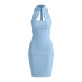 thumbnail image 4 of XiYing Robe Midi Élégante à Col Montant pour Femme, Robe de Cocktail Sans Manches Extensible et Infroissable avec Découpes et Goutte d'Eau pour Soirées Cocktail et Rendez-Vous, Taille Ajustée avec Silhouette de Sablier, S-TTG,, 4 of 9