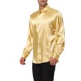 thumbnail image 4 of INSPIRE CHIC Men's Dress Satin V Neck Long Sleeves Button Down Party Shirts L Golden, 4 of 6