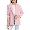 thumbnail image 2 of Girls Long Sleeve Notched Lapel Collar Open Front Casual Jacket with Inner Pocket Kids Suit, 2 of 8
