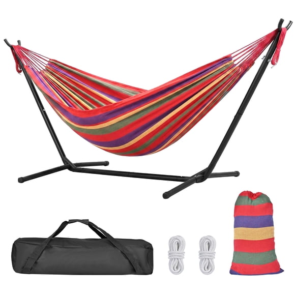 Hamac Double de 9 Pi avec Support en Acier Gain de Place, Hamacs Debout Robustes pour 2 Personnes avec Capacité de 440 Lb et Sac de Transport Portable