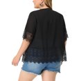 thumbnail image 3 of Agnes Orinda Women's Plus Size Cover Up Lace Panel Summer Holiday Boho Cardigans 3X Black, 3 of 5