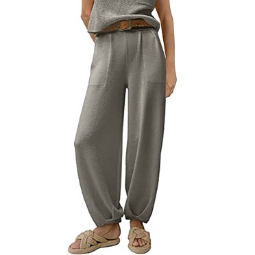 Pantalon Décontracté Femme Summer Loose Solid Color Elastic Waist Buckle Casual Pants Thin Breathable Trousers Women Dress Pants White M