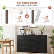 Kojooin 6 Drawer Double Dresser, 47" Wide Dresser TV Stand, Modern Chest of Drawers for Bedroom, Large Storage Space Organizer Cabinet with Metal Handle for Living Room Hallway