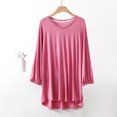 thumbnail image 1 of AherBiu T-Shirts pour Femmes à Col Rond, T-Shirts de Pyjama Amples, Été, Légers, Doux, Tunique à Manches Courtes, Hauts, Couleur Unie, 1 of 3