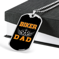 thumbnail image 3 of Biker Dad Necklace Stainless Steel or 18k Gold Dog Tag 24" Chain, 3 of 8