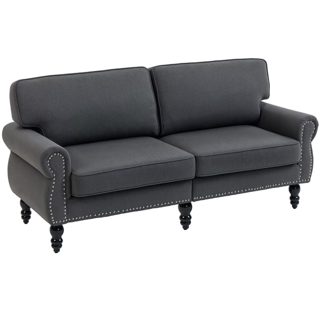 HOMCOM Causeuse Mi-Dos avec Pied en Bois Canapé 2 Places, Gris Foncé