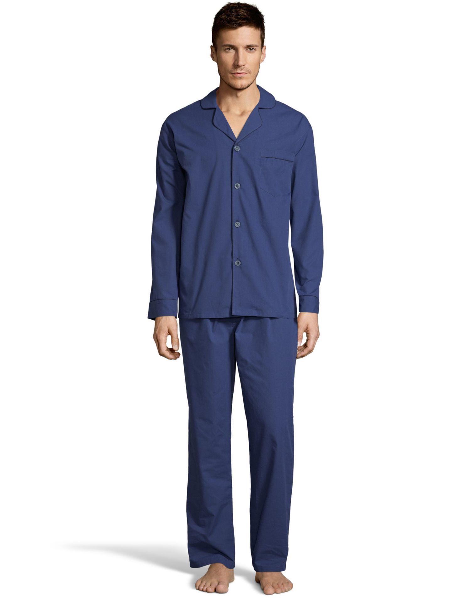 Hanes Mens Woven Pajamas, 4XL, Navy