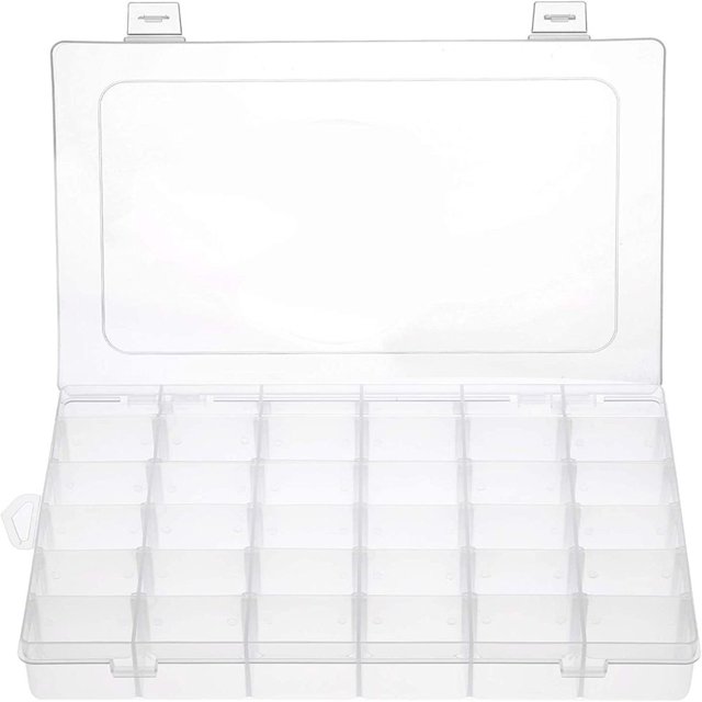 Estbridg Plastic Organizer Bead Storage Box with Compartments Containers with Movable Dividers for Small Earring Jewelry Craft Sewing Supplies 36 Grid 1 Pack