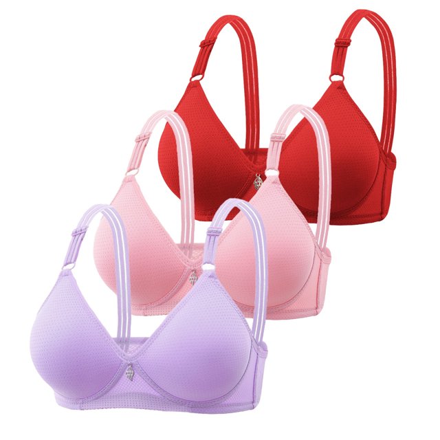 Yuyuzo 3PCS Push up Bras for Women Wireless Adjustable Strap Full Coverage Comfortable Everyday Bra