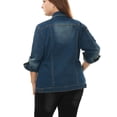 thumbnail image 5 of GRACE & GRANDEUR Women's Plus Size Long Sleeve Button Down Regular Fit Jean Denim Jacket Blue 2X, 5 of 5