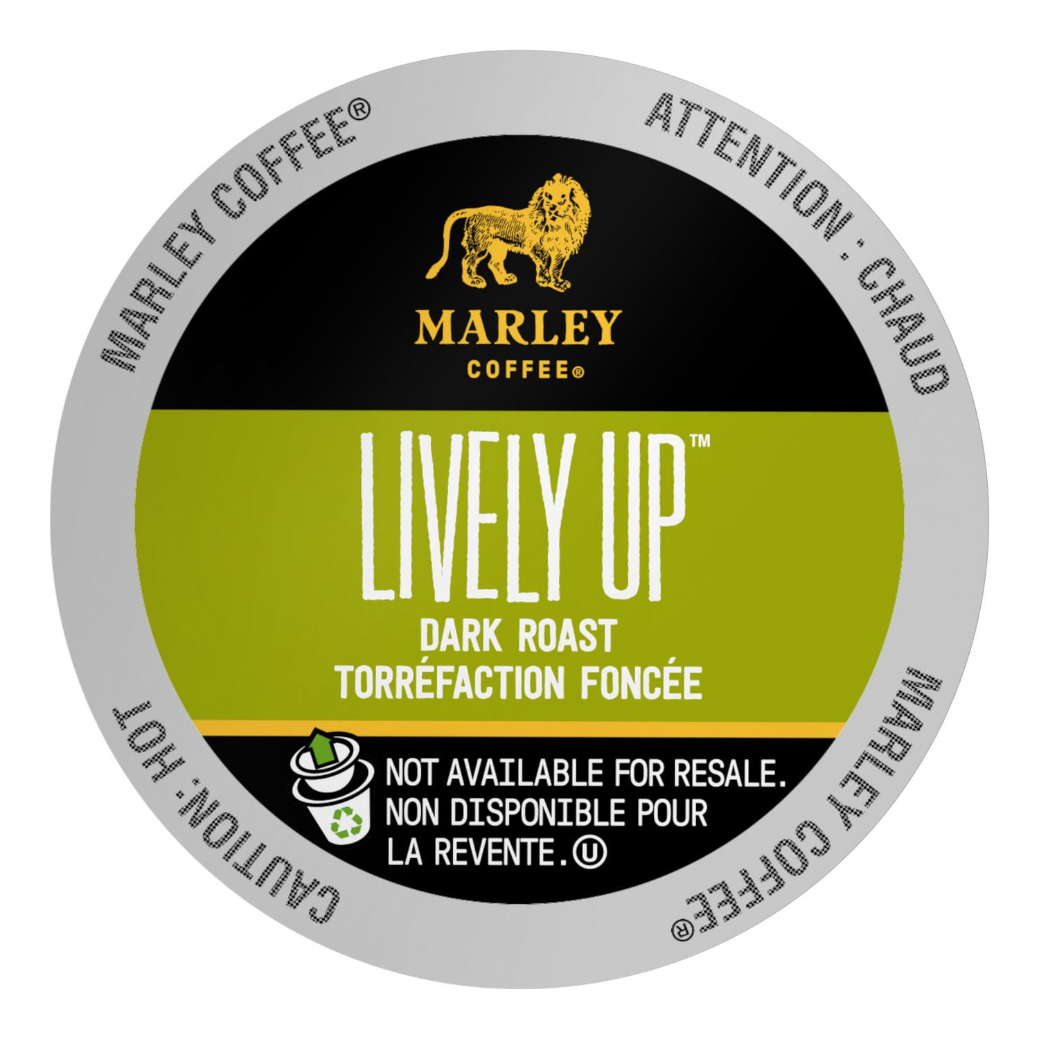 Marley Café, Lively Up, Torréfaction Foncée, Capsules Compatibles K-Cup à Portion Individuelle, 12 Capsules