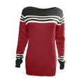 thumbnail image 5 of VgaVtl Pullover Ladies Sweaters Long Sleeve Womens Sweaters Fall Loose Color Block Knitted Red Striped Sweaters, 5 of 5