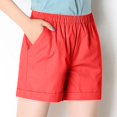 thumbnail image 1 of Ovticza Shorts en Lin pour Femmes Taille Élastique Décontractée Shorts de Plage Confortables avec Cordon Rouge Melon D\'eau TG, 1 of 6