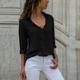 thumbnail image 2 of Timegard Button down Shirts for Women Plus Size Chiffon Lapel Neck Long Sleeve Tops Work Office Blouse, 2 of 6