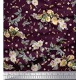 thumbnail image 1 of Soimoi Cotton Cambric Fabric Leaves,Moth & Magnolia Floral Printed Fabric 1 Yard 56 Inch Wide, 1 of 3