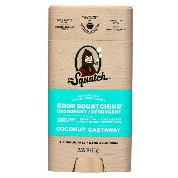 Dr. Squatch Natural Men's Deodorant - Odor-Squatching Aluminum Free - Coconut Castaway (2.65 oz)