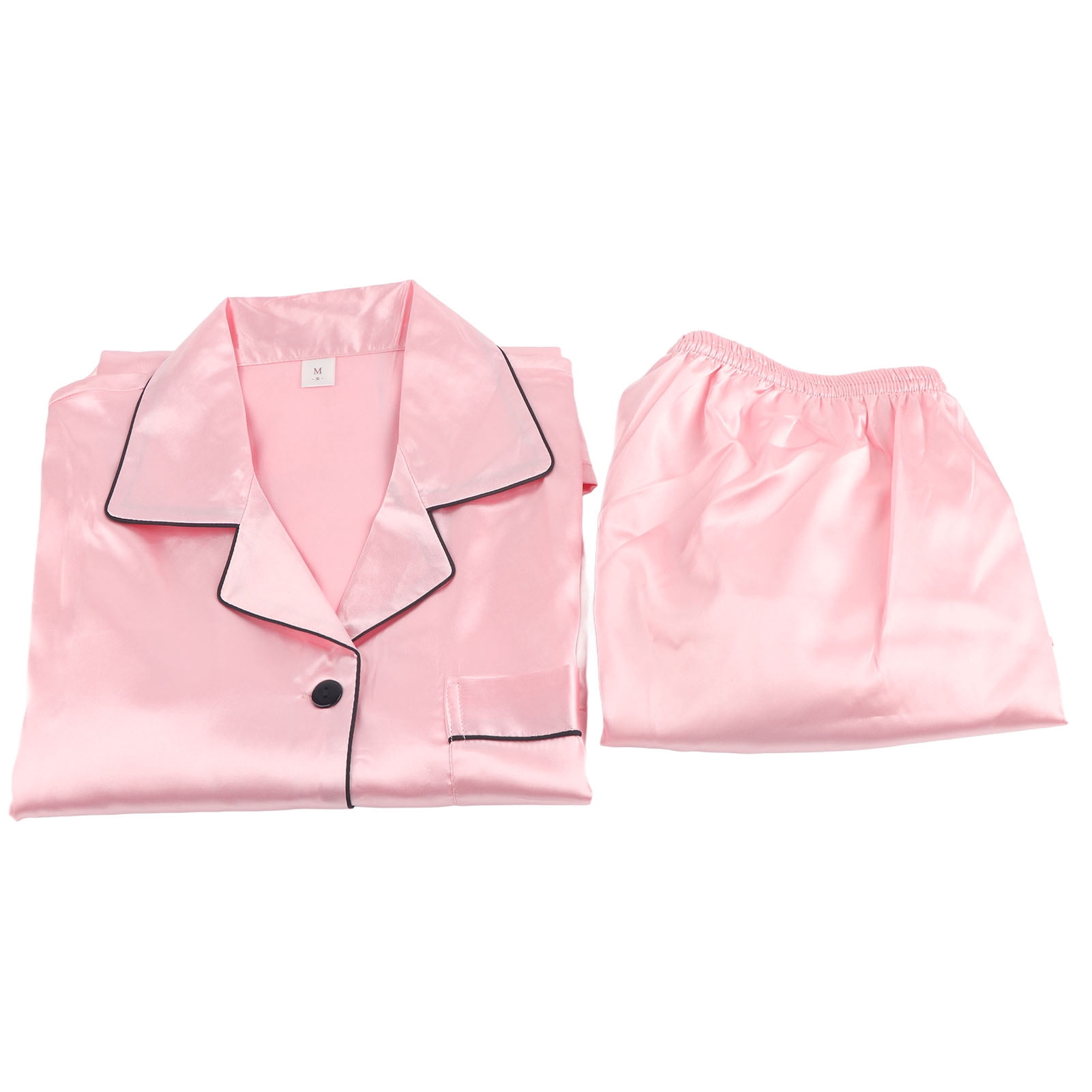 Emulation Silk Pyjama Long Sleeve Sleepwear Long Sleeve Homewear Women Pajama Set Emulation Silk Pajamas Long Sleeve Leisure Wear Pure Pink Breathable Comfortable For Home Sleeping