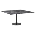 thumbnail image 3 of vidaXL Table Noire 80x80 cm 6 mm Verre Trempé avec Design Marbre, 3 of 4