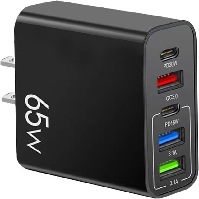 65W Charger with Multiple Ports and Compact Design for Charging Multiple Devices with High-Quality and Safe Material and Wide Applicability