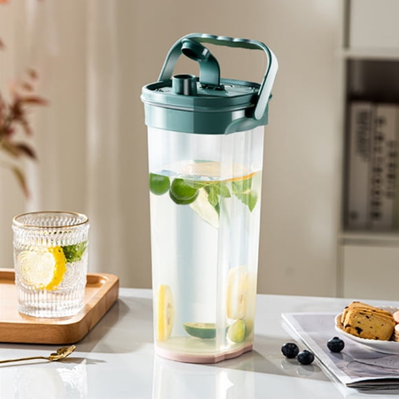 Vrorvz Pichet de Boisson Grande Capacité pour Réfrigérateur avec Poignée Couvercle Étanche Distributeur Infuseur Polyvalent pour Eau Thé Glacé Lait et Jus Affichage de l'Échelle Transparent