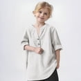 thumbnail image 2 of zbxnLI Kids Girls Spring Long Sleeve Shirts Button V Neck Casual Loose T-Shirts Solid Color Summer Tops, 2 of 7