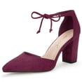 thumbnail image 1 of BLISSFUL STEP Women's Ankle Tie Block Heel Pointed Toe Dress Pumps, 1 of 7
