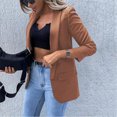 thumbnail image 4 of IROINID Veste Blazer Courte pour Femme, Col à Revers, Couleur Unie, Manches Longues, Cardigan de Tailleur pour Dames à Revers, Manteau de Tailleur Décontracté, Kaki, 4 of 9