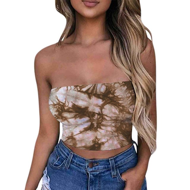 Tube Tops, Womens Printed Strapless Yoga Exercise Chest Wrap Pullover