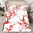thumbnail image 2 of Erosebridal Ensembles de Draps Très Grand à Fleurs Japonaises, Draps de Lit Très Grand à Fleurs Rouges, Literie Très Grand Taille Fleurs de Cerisier, Décoration de Chambre Légère, 4 Pcs, 2 of 6