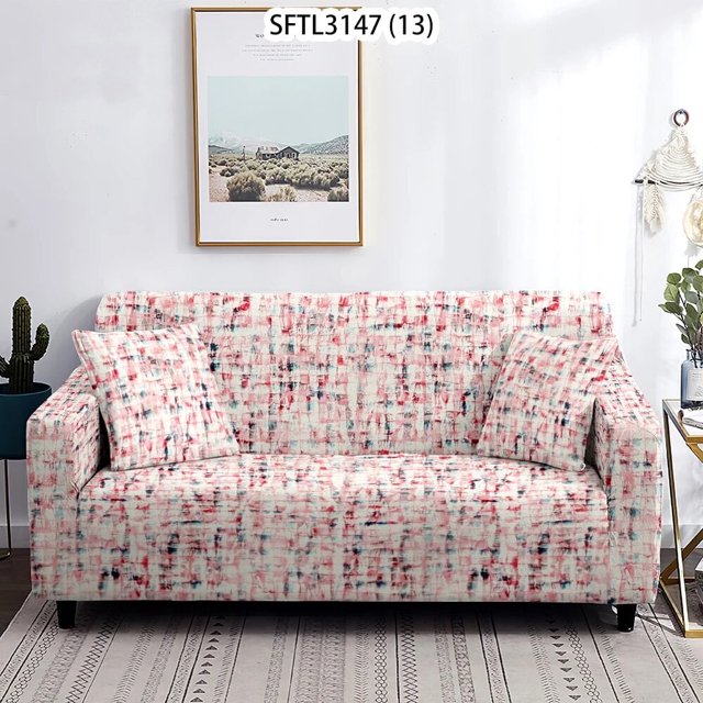 CHOK 2024 Housse de Sofa Colorée Abstraite à Encre Réglable Rayures Carreaux et Housses Housses de Sofa Rétro Ensemble Housse de Sofa Extensible