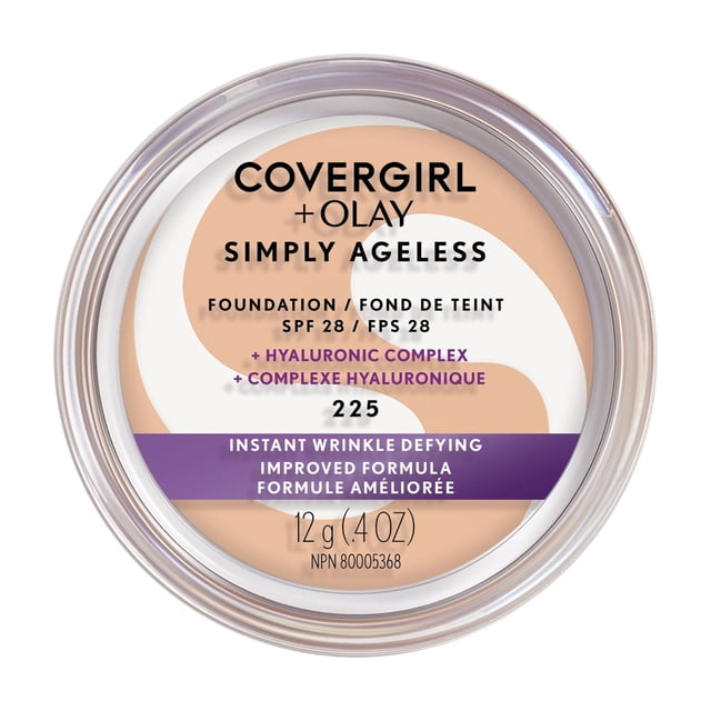COVERGIRL Simply Ageless Instant Wrinkle Defying Foundation with Hyaluronic Complex, Vitamin C, and Niacinamide - SPF 28, 100% Cruelty-Free